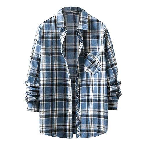 Modaworld Hemd Herren Kariert Hemd Baumwolle Langarm Arbeitshemd Regular fit Holzfäller Karohemd with Doppeltasche von Modaworld