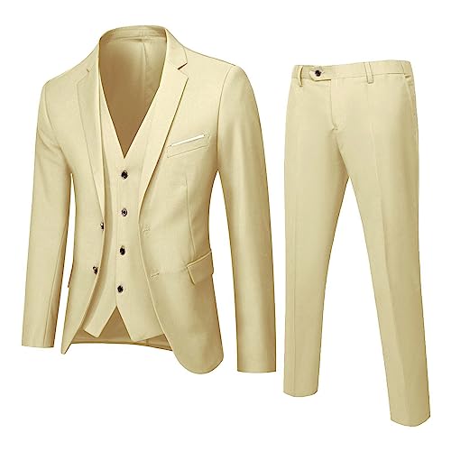 Modaworld Herren Anzug Slim Fit 3 Teilig Anzüge für Hochzeit Business Herrenanzug Sakko Anzughose Weste Elegant von Modaworld