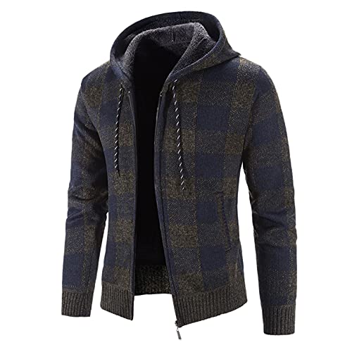 Modaworld Herren Gefüttert Winterjacke Warm Kariertes Hemd Fleece Baumwolle Holzfällerhemd Thermo Plaid Kapuzenhemd Lässige Outdoor Kariertes Hemd mit Vielen Taschen von Modaworld