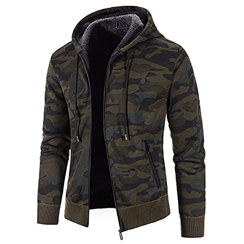 Modaworld Herren Gefüttert Winterjacke Warm Kariertes Hemd Fleece Baumwolle Holzfällerhemd Thermo Plaid Kapuzenhemd Lässige Outdoor Kariertes Hemd mit Vielen Taschen von Modaworld