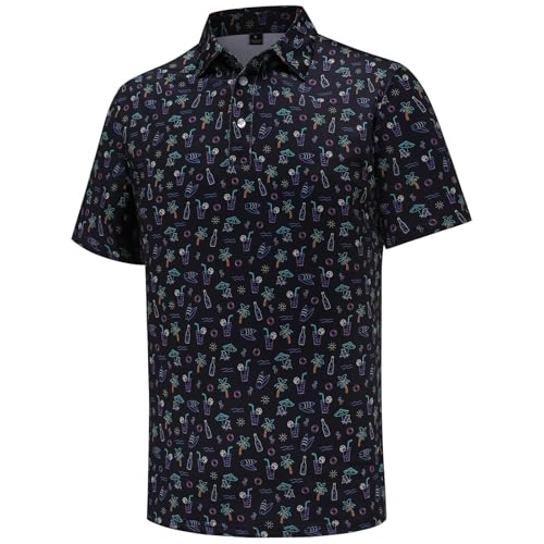 Modaworld Herren Golf Poloshirts Kurzarm Floral Sommer Freizeithemd Regular Fit Sport Outdoor Polo Tshirts von Modaworld