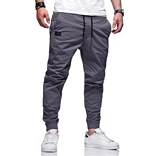 Modaworld Herren Hose Chino Cargo Hose Jogginghose Herren Baumwolle Sporthose Casual Freizeithose Elastische Taille mit Kordelzug Sweatpants Cargohose Herren mit Taschen von Modaworld