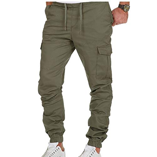 Modaworld Herren Lange Cargo-Hose Straight Lange Arbeitshose Herren Cargo Jogger Chino Hose Pants Mit Stretch Bundhose Arbeitshose Bundhose Cargohose Kniepolster-Taschen von Modaworld