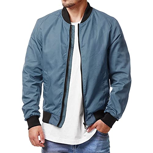 Modaworld Herren Leichte Dünne Bomberjacke mit Ärmeltasche Blouson Jacke Übergangsjacke Stehkragen US Fliegerjacke mit Innentasche von Modaworld