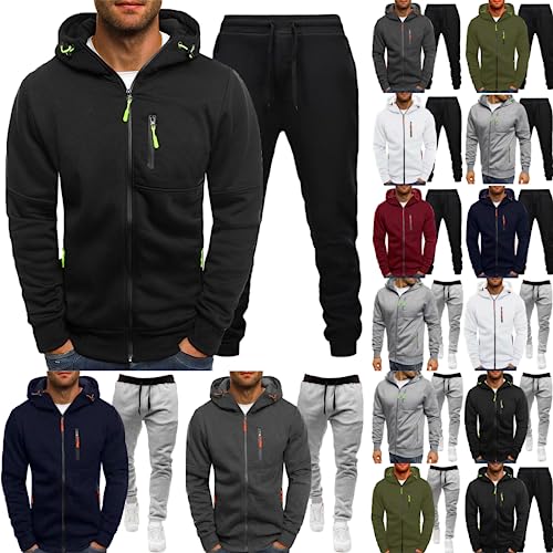 Modaworld Herren Trainingsanzug Set 2 Teiliges Outfit Sport Set Jogginganzug Sportanzug Pullover Kapuzenjacke + Hose zweiteilig Jogginganzug Sweatshirt Jacke Sportswear Basketball von Modaworld