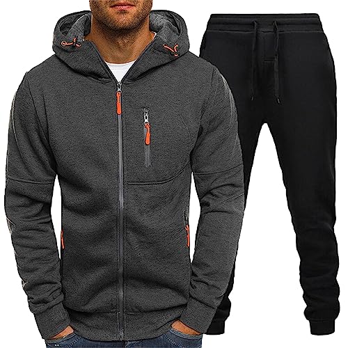 Modaworld Herren Trainingsanzug Set 2 Teiliges Outfit Sport Set Jogginganzug Sportanzug Pullover Kapuzenjacke + Hose zweiteilig Jogginganzug Sweatshirt Jacke Sportswear Basketball von Modaworld