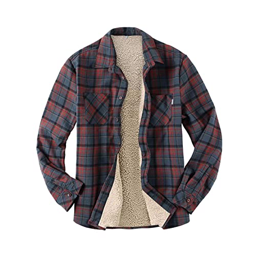 Modaworld Holzfällerhemd Arbeitshemd Flanellhemd Jacke Kariert Thermohemd Gefüttert Arbeitshemd Hemdjacken Fleecefutter Schützendem Innenfutter Holzfällerhemd Freizeithemd von Modaworld