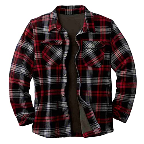Modaworld Holzfällerhemd Arbeitshemd Flanellhemd Jacke Kariert Thermohemd Gefüttert Arbeitshemd Hemdjacken Fleecefutter Schützendem Innenfutter Holzfällerhemd Freizeithemd von Modaworld