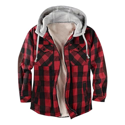 Modaworld Holzfällerhemd Herren Kariert Flanellhemd Gefüttert Thermohemd Langarm Baumwolle Winter Hemdjacke Karo Flanell Holzfäller Jacke von Modaworld