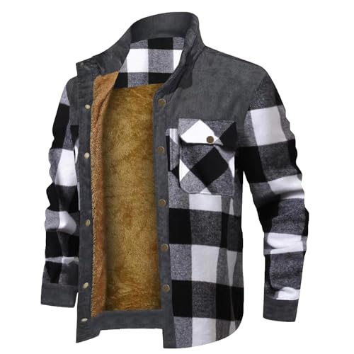 Modaworld Holzfällerhemd Herren Kariert Flanellhemd Gefüttert Thermohemd Langarm Winter Hemdjacke Karo Flanell Holzfäller Jacke von Modaworld