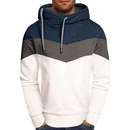 Modaworld Hoodie Herren Kapuzenpullover Patchwork Sweatshirts Casual Langarm Hoody Pullover Tops mit Kängurutaschen von Modaworld