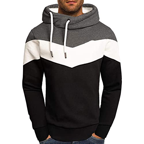 Modaworld Hoodie Herren Kapuzenpullover Patchwork Sweatshirts Casual Langarm Hoody Pullover Tops mit Kängurutaschen von Modaworld