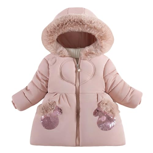 Modaworld Kinder Winterjacke Mädchen Fleece und Dicker Steppjacke Winddichte Warme Wintermantel mit Fellkapuze von Modaworld