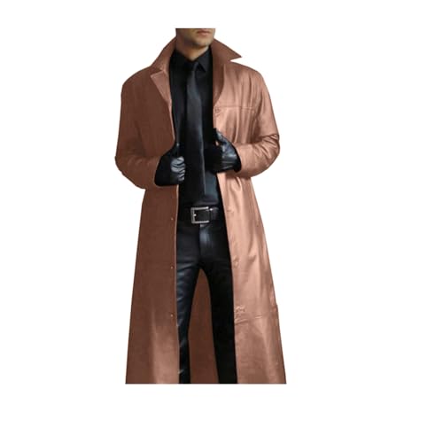 Modaworld Ledermantel Herren Lang Schwarz Mittelalter Zweireiher Mantel Steampunk Gothic Jacke Vintage Viktorianischen Cosplay Kostüm Trenchcoat Distressed Herrenmantel Große Größe von Modaworld