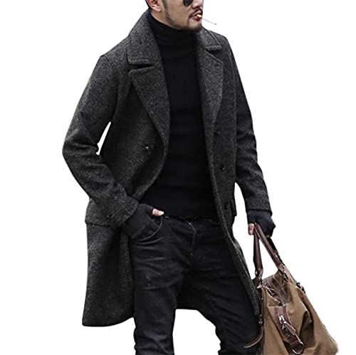 Modaworld Ledermantel Herren Lang Schwarz Mittelalter Zweireiher Mantel Steampunk Gothic Jacke Vintage Viktorianischen Cosplay Kostüm Trenchcoat Distressed Herrenmantel Große Größe von Modaworld