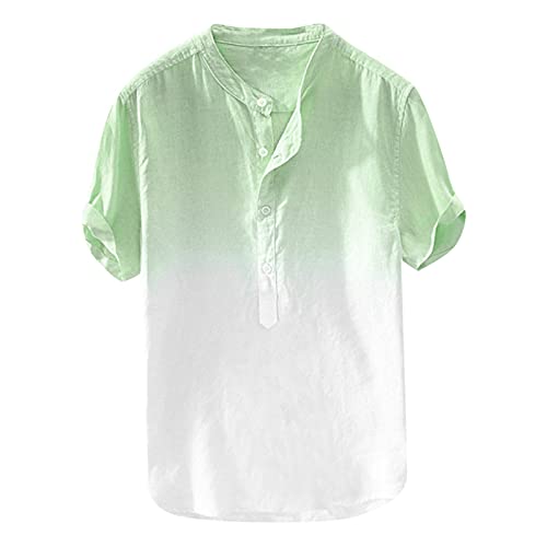 Modaworld Leinenhemd Herren Kurzarm Hemd Sommer Kurzarmhemd Shirt Regular fit Leinen Hemden Leichte Freizeithemd Loose Revers Sommerhemden Männer Einfarbig Shirts Tshirt Bluse von Modaworld