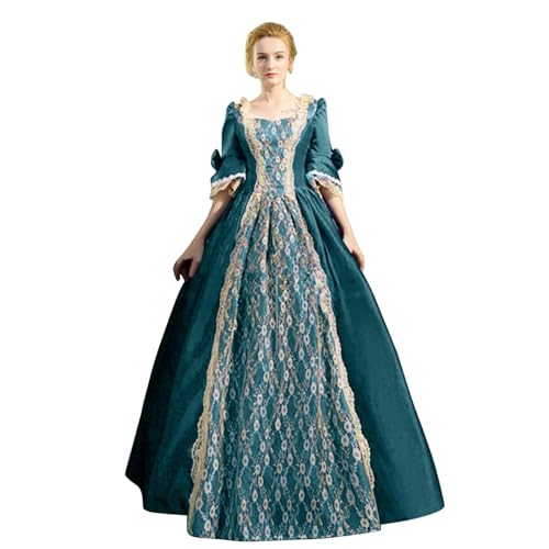 Modaworld Mittelalter Renaissance Kostüm für Damen Vintage Lange Kleider Bodenlanges Abendkleid Elegant Gothic Kleid Viktorianisches Prinzessin Kleidung Barock Rokoko Kostüm Karneval Partykleid von Modaworld