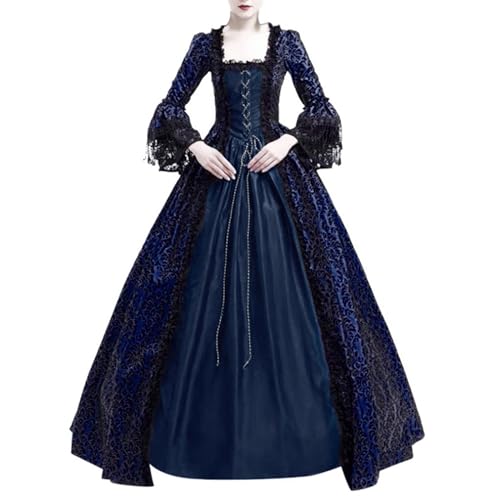 Modaworld Mittelalter Renaissance Kostüm für Damen Vintage Lange Kleider Bodenlanges Abendkleid Elegant Gothic Kleid Viktorianisches Prinzessin Kleidung Barock Rokoko Kostüm Karneval Partykleid von Modaworld