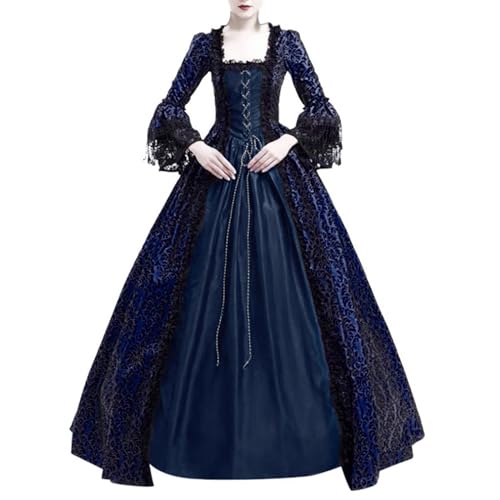 Modaworld Mittelalter Renaissance Kostüm für Damen Vintage Lange Kleider Bodenlanges Abendkleid Elegant Gothic Kleid Viktorianisches Prinzessin Barock Rokoko Kostüm Karneval Partykleid von Modaworld