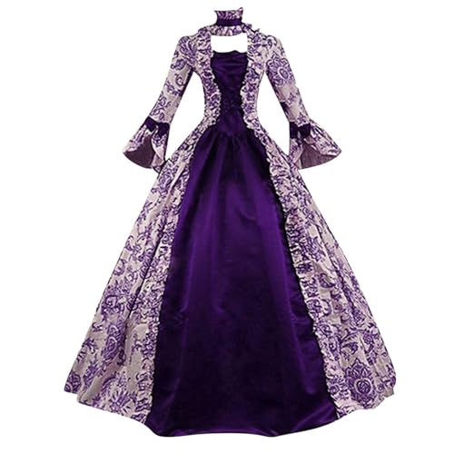 Modaworld Mittelalter Renaissance Kostüm für Damen Vintage Lange Kleider Bodenlanges Abendkleid Elegant Gothic Kleid Viktorianisches Prinzessin Barock Rokoko Kostüm Karneval Partykleid von Modaworld
