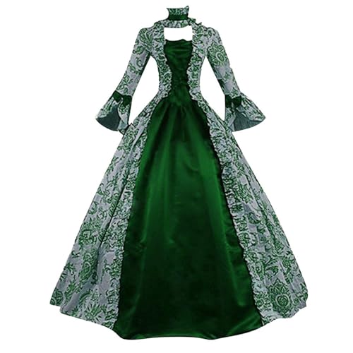 Modaworld Mittelalter Renaissance Kostüm für Damen Vintage Lange Kleider Bodenlanges Abendkleid Elegant Gothic Kleid Viktorianisches Prinzessin Barock Rokoko Kostüm Karneval Partykleid von Modaworld