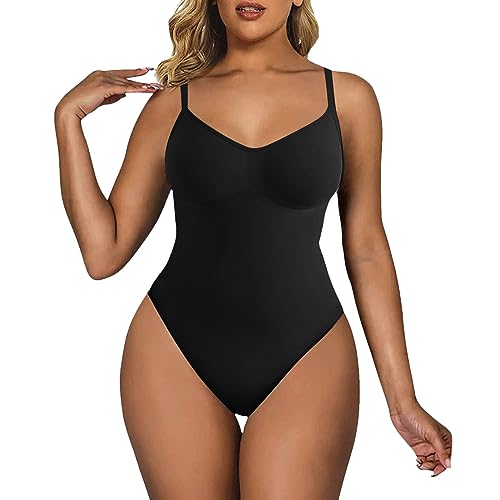 Modaworld Shapewear Bodysuit Nahtlos V-Ausschnitt Formende Bodys für Damen Bauchweg Ganzkörper Seamless Body Shaper Überbrust mit Verstellbarer Riemen von Modaworld