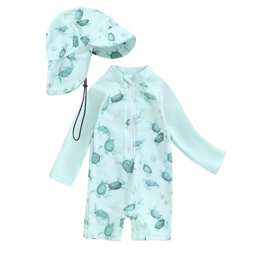 Modaworld Uv Badebekleidung Badeanzug Mit Sonnenhut UPF 50+ Badebekleidung Für Uv Mädchen Neoprenanzug Schwimmanzug Mädchen Swimsuit Badekleider von Modaworld