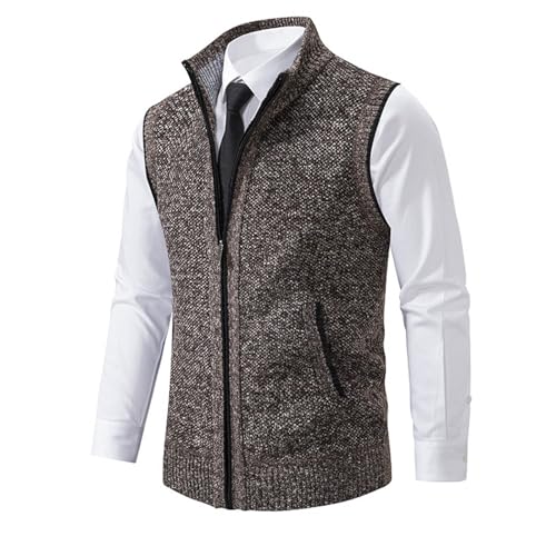 Modaworld Winter Herrenweste,Herren Weste Strickweste Fleece-Fütterung Ärmellose Strickjacke mit Stehkragen ärmellose Jacke Geeignet zum Radfahren, Laufen, Wandern, Golf, Arbeiten von Modaworld