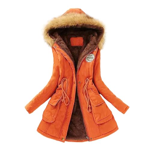 Modaworld Winterjacke Damen Lang Steppjacke Warmer Gefüttert Fleece Daunenjacke Mit Kapuze Winddicht Outdoorjacke Große Größen Damenmantel Winter Parka Jacke Langarm Wintermantel Fleecejacke von Modaworld