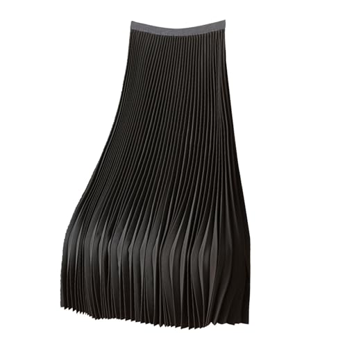 Satin Plisseerock Damen Midi-Länge Faltenrock Elegant Rock Hohe Taille Plisseefalten Röcke Einfarbig Maxirock Casual Freizeitrock Hochzeit Cocktail Skirt von Modaworld