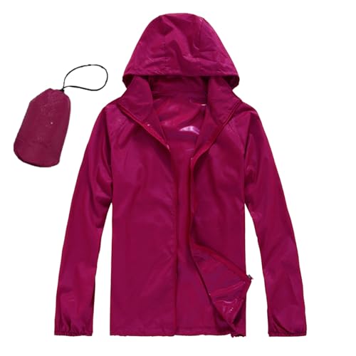 Schnelltrocknend Regenjacke Damen Wasserdicht Winddichter Atmungsaktiv Regenmantel Regenparka mit Kapuze Leichte Dünne Windbreaker Übergangsjacke Übergangs Fahrrad Sport Windjacke Trenchcoat von Modaworld