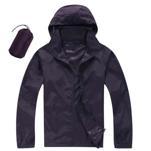 Schnelltrocknend Regenjacke Damen Wasserdicht Winddichter Atmungsaktiv Regenmantel Regenparka mit Kapuze Leichte Dünne Windbreaker Übergangsjacke Übergangs Fahrrad Sport Windjacke Trenchcoat von Modaworld