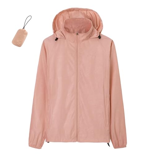 Schnelltrocknend Regenjacke Damen Wasserdicht Winddichter Atmungsaktiv Regenmantel Regenparka mit Kapuze Leichte Dünne Windbreaker Übergangsjacke Übergangs Fahrrad Sport Windjacke Trenchcoat von Modaworld