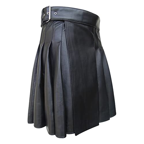 Traditioneller Lederrock Kilt Herren Mode Schottischer Rock Männer Rock Utility Männlich Klassischer Retro Mittelalterliche Schottland Faltenröcke Spleiß Schottischer Kilt von Modaworld