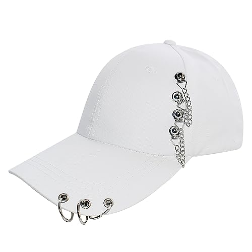 Unisex Korean Harajuku Baseball Cap mit Metallringen Hip Hop Verstellbarer Papa Hut,Ring Baseball Cap von Modaworld