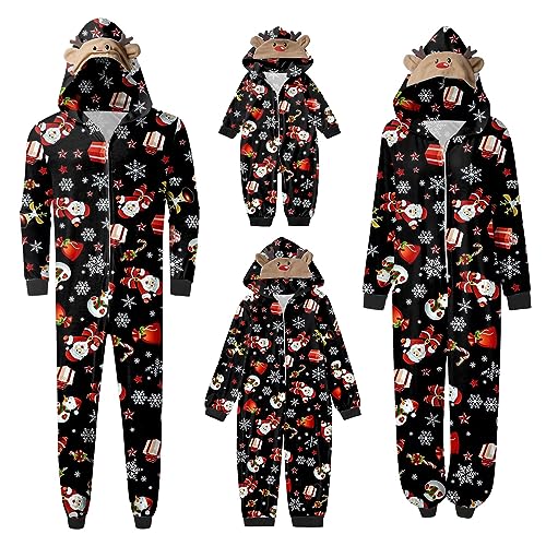 Weihnachten Pyjama familie Set Passender Schlafanzug Weihnachtspyjama Familie Set Damen Herren Jumpsuit Kinder Outfit Baby Overall Strampler Rotes Kariertes Nachtwäsche Hausanzug Winter Schlafanzüge von Modaworld