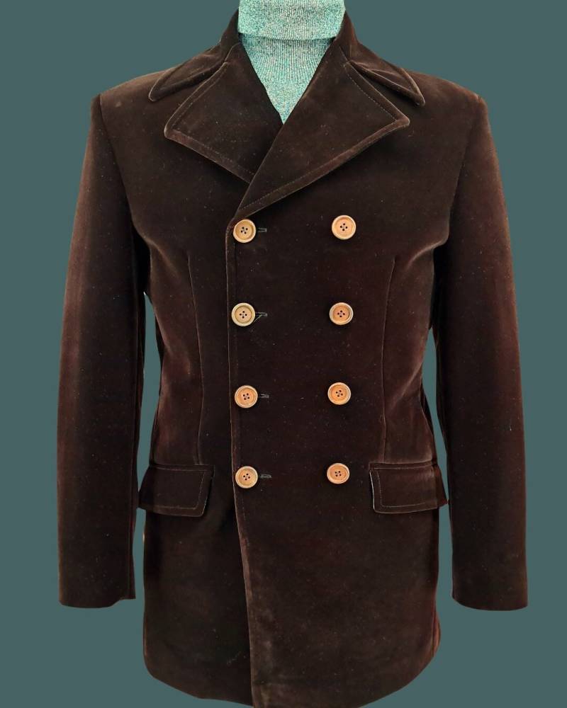 Hemmingway Modclothin Braun Samt Jacke Retro 1960Er Jahre 8 Zweireihig von Modclothinshop