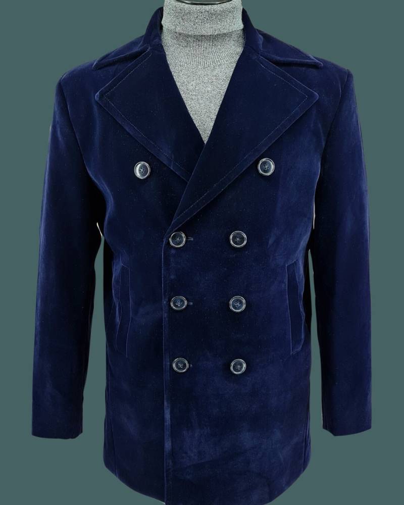 Wilde Modclothin Navy Samt Jacke 8 Knopf Zweireiher Retro von Modclothinshop