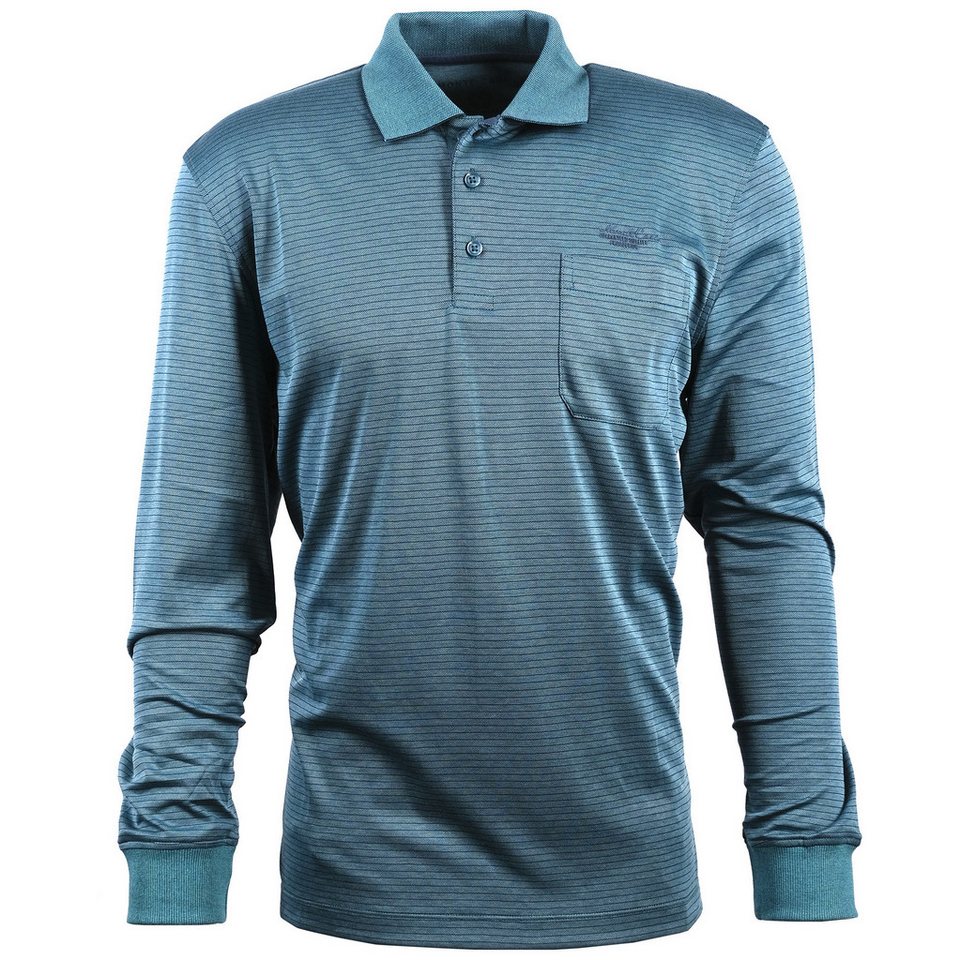 Mode Monte Carlo Langarm-Poloshirt Polo-Shirt Knopf Langarm Jeansblau mit blau von Mode Monte Carlo