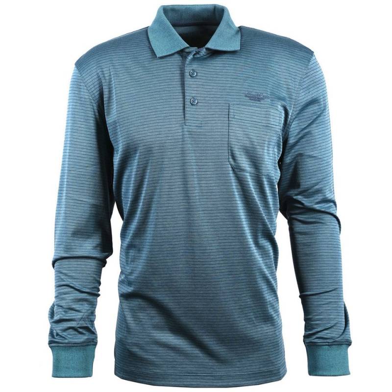 Mode Monte Carlo Langarm-Poloshirt Polo-Shirt Knopf Langarm Jeansblau mit blau von Mode Monte Carlo