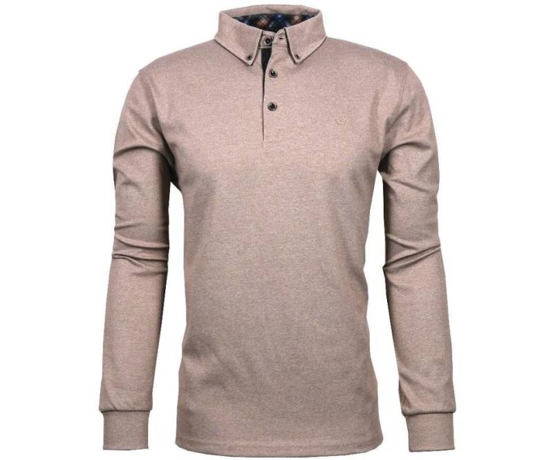 Mode Monte Carlo Langarm-Poloshirt Sweat-Shirt Polo Knopf Beige von Mode Monte Carlo