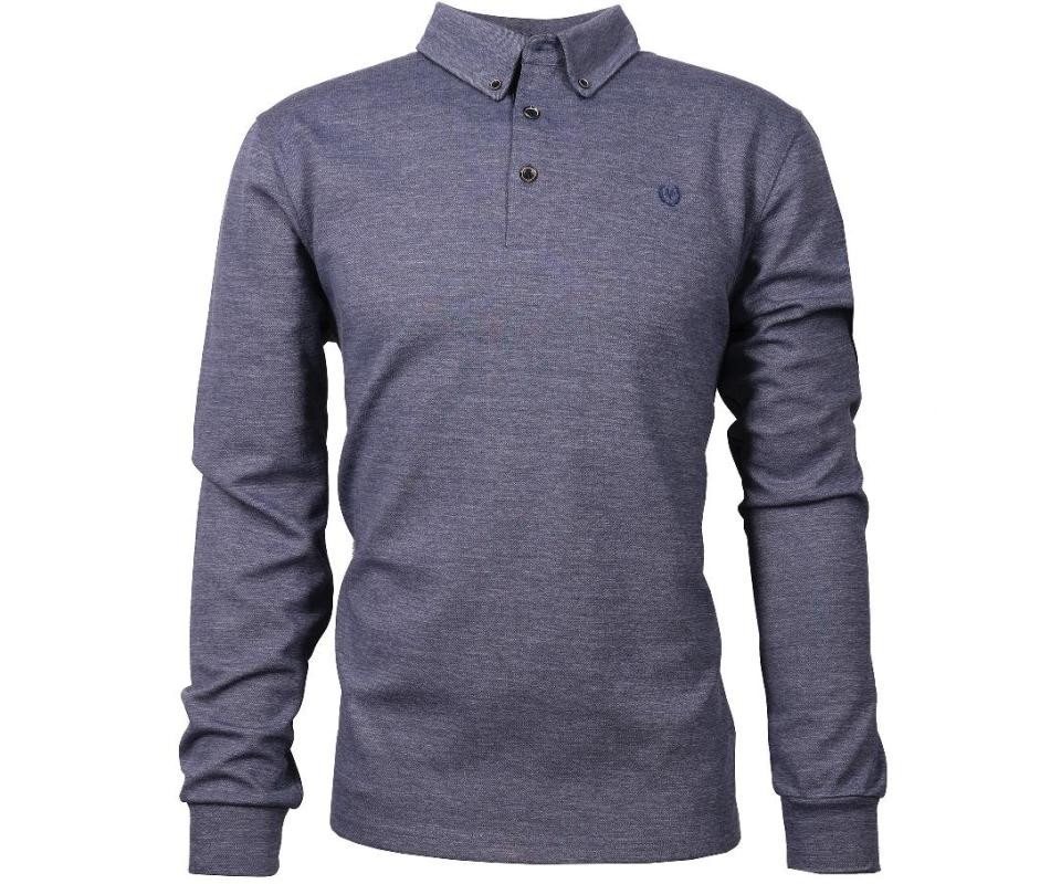 Mode Monte Carlo Langarm-Poloshirt Sweat-Shirt Polo Knopf Jeansblau Mode Monte Carlo Langarm-Poloshirt Sweat-Shirt Polo Knopf Jeansblau von Mode Monte Carlo