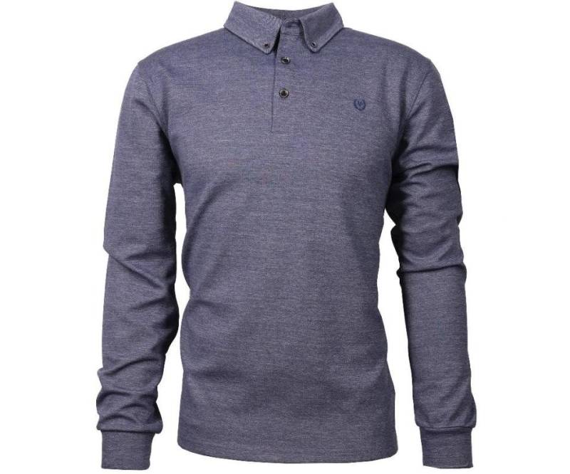 Mode Monte Carlo Langarm-Poloshirt Sweat-Shirt Polo Knopf Jeansblau von Mode Monte Carlo