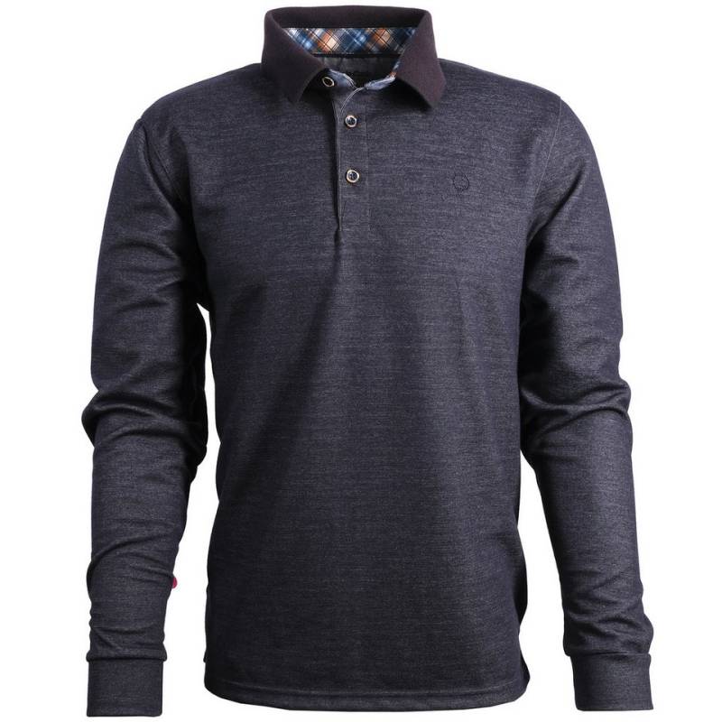 Mode Monte Carlo Langarm-Poloshirt Sweat-Shirt Polo Knopf Jeansblau von Mode Monte Carlo