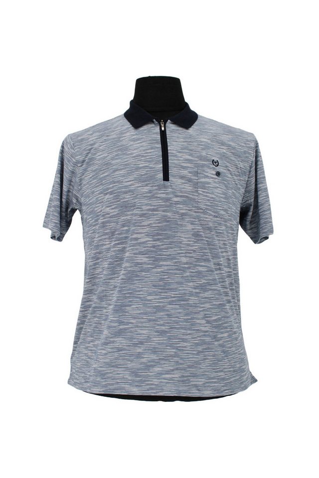 Mode Monte Carlo Poloshirt Polo-Shirt mit Zip Jeansblau mit blau von Mode Monte Carlo