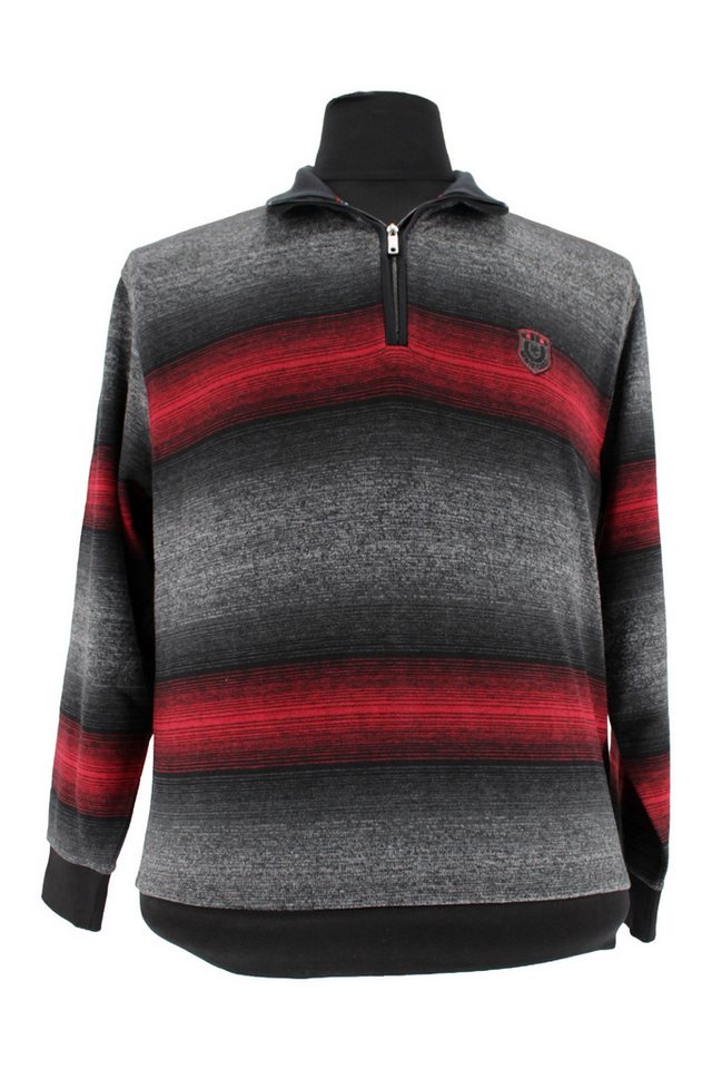 Mode Monte Carlo Sweatshirt Sweat-Shirt Troyer Zip Antrazit mit rot von Mode Monte Carlo