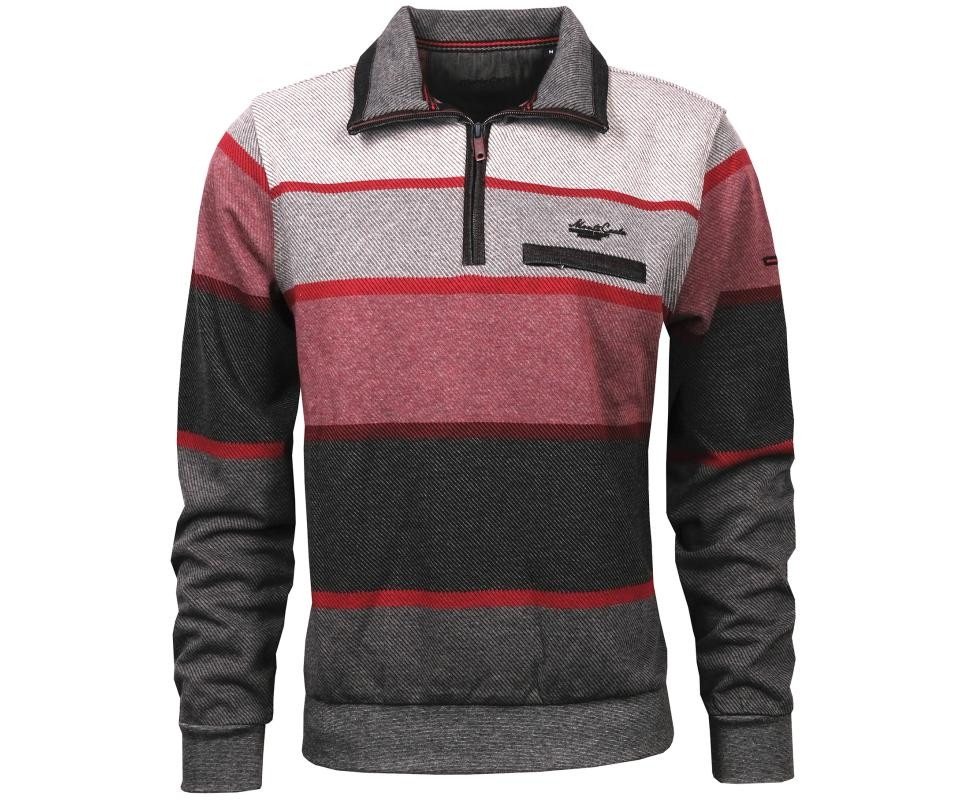 Mode Monte Carlo Sweatshirt Sweat-Shirt Troyer Zip Grau mit Rot von Mode Monte Carlo