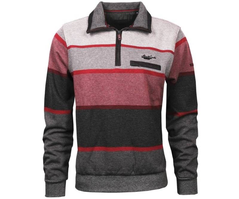Mode Monte Carlo Sweatshirt Sweat-Shirt Troyer Zip Grau mit Rot von Mode Monte Carlo