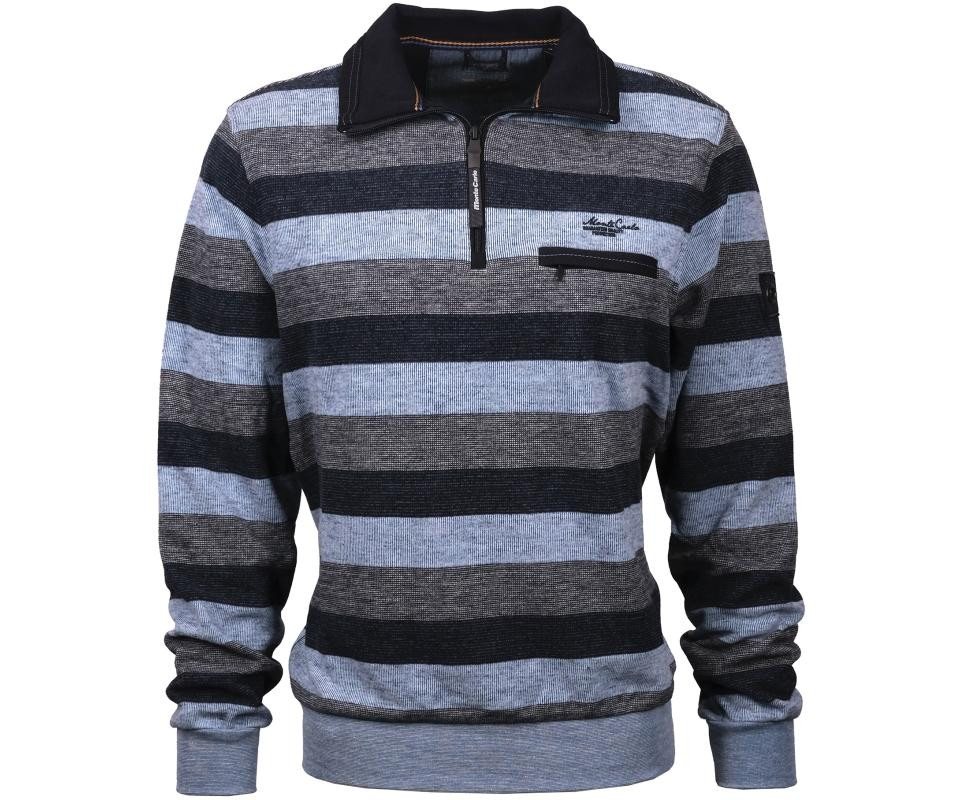 Mode Monte Carlo Sweatshirt Sweat-Shirt Troyer Zip Himmelblau mit Navy von Mode Monte Carlo