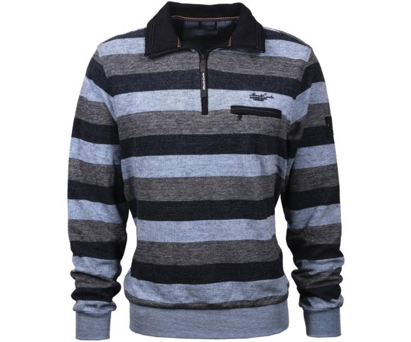 Mode Monte Carlo Sweatshirt Sweat-Shirt Troyer Zip Himmelblau mit Navy von Mode Monte Carlo
